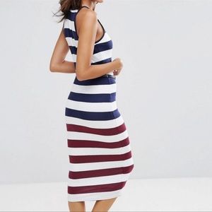 Ted Baker Yuni stripe dress blue white midi bodycon sleeveless size US 4